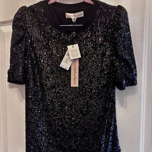 Christmas- New Years Eve Top! Catherine Malandrino Black Sequin Blouse